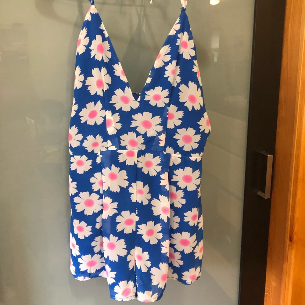 Blue daisy romper